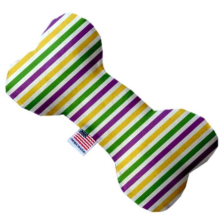 Mirage Pet Products Mardi Gras Stripes Canvas Bone Dog Toy 10 in. 1380-CTYBN10